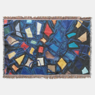 Colorful Blue Stained Glass Aspect Abstract Vivid Throw Blanket