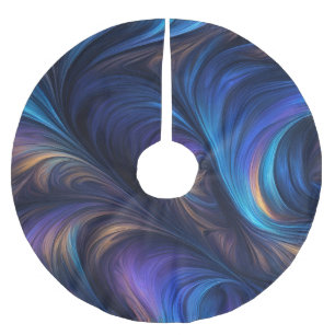 Colorful Blue Swirl Pattern Brushed Polyester Tree Skirt