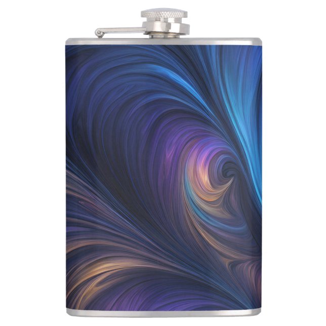 Colorful Blue Swirl Pattern Flask (Front)
