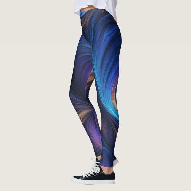Colorful Blue Swirl Pattern Leggings (Left)