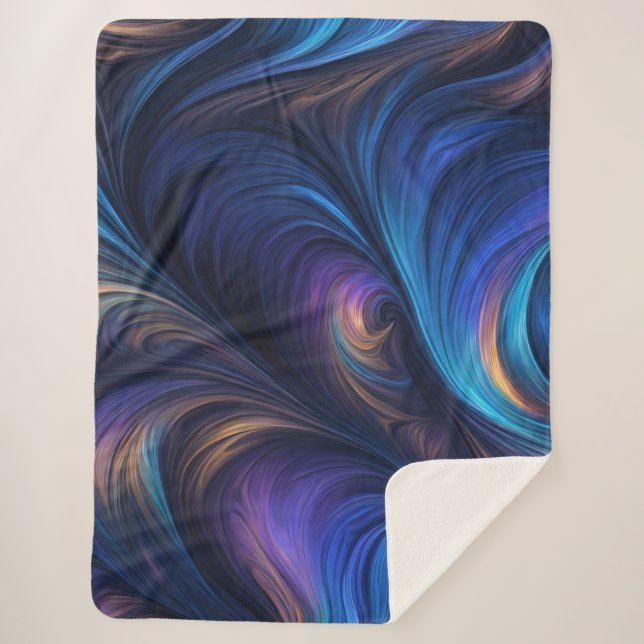Colorful Blue Swirl Pattern Sherpa Blanket (Front)
