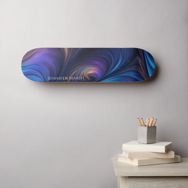 Colorful Blue Swirl Pattern Skateboard (Wall Art (Horz))