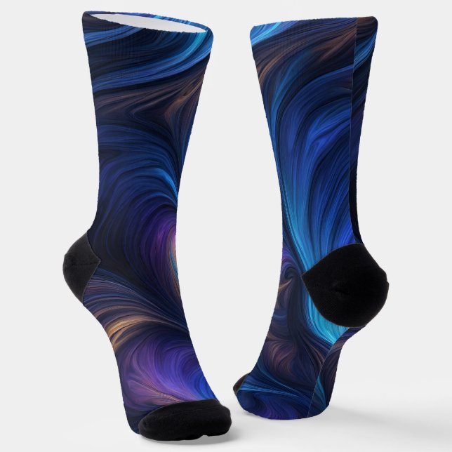 Colorful Blue Swirl Pattern Socks (Angled)