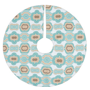 Colorful blue/tan/brown medallion brushed polyester tree skirt