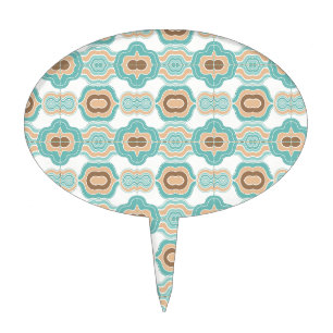 Colorful blue/tan/brown medallion cake topper