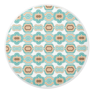 Colorful blue/tan/brown medallion ceramic knob