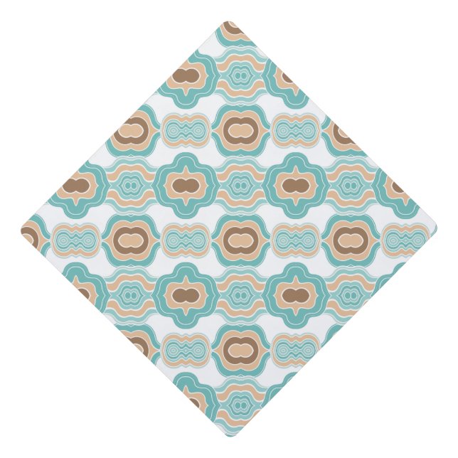 Colorful blue/tan/brown medallion graduation cap topper (Front)