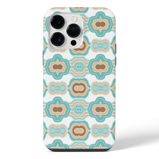 Colorful blue/tan/brown medallion iPhone 14 pro max case