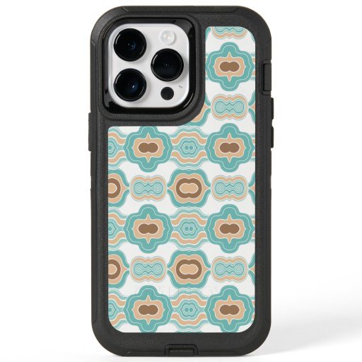 Colorful blue/tan/brown medallion OtterBox iPhone 14 pro max case