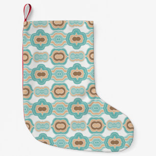 Colorful blue/tan/brown medallion small christmas stocking