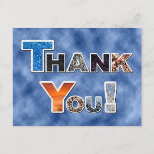Colorful Blue Thank You postcard