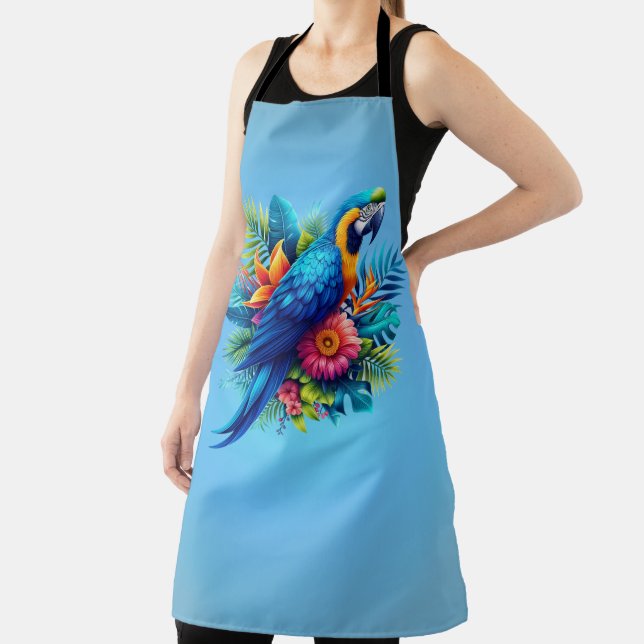 Colorful, blue tropical macaw  apron (Insitu)
