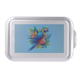 Colorful, blue tropical macaw cake pan