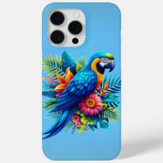 Colorful, blue tropical macaw iPhone 15 pro max case