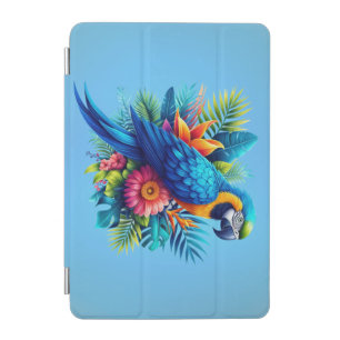 Colorful, blue tropical macaw iPad mini cover
