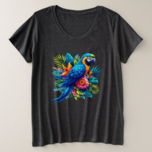 Colorful, blue tropical macaw plus size T-Shirt