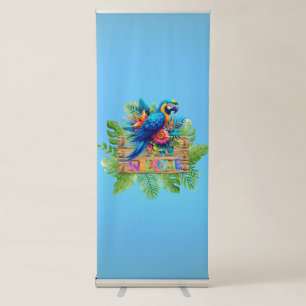 Colorful, blue tropical macaw  retractable banner