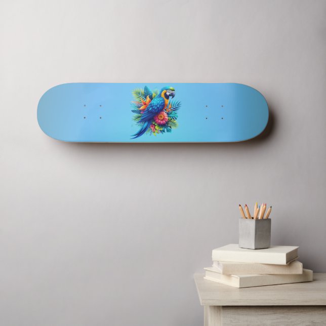 Colorful, blue tropical macaw  skateboard (Wall Art (Horz))
