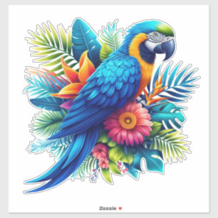 Colorful, blue tropical macaw  sticker
