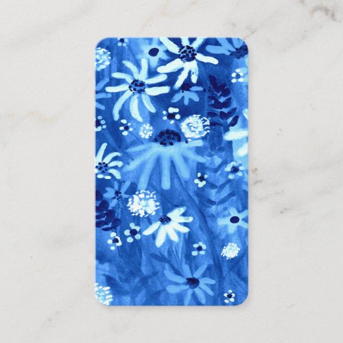Colorful Blue Watercolor Daisy Bouquet Elegant Business Card