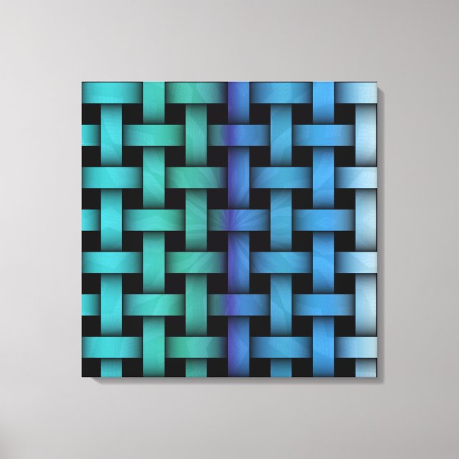 Colorful Blue Weave Pattern Canvas Geometric Art (Front)