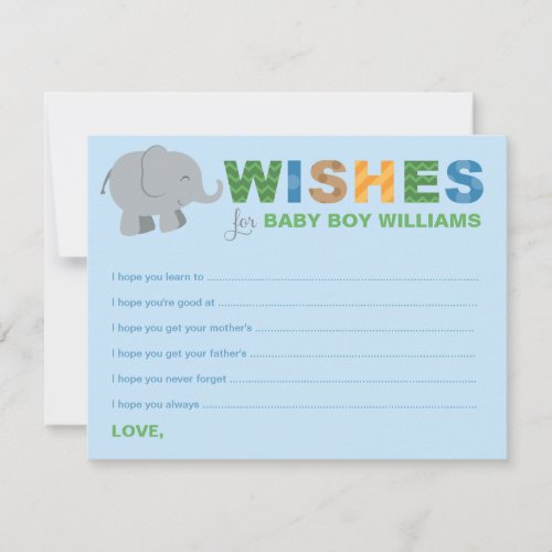 Colorful Blue Wishes for Baby Boy Jungle Animals