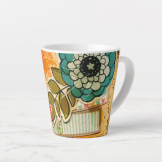 Colorful Blue & Yellow Floral Latte Mug