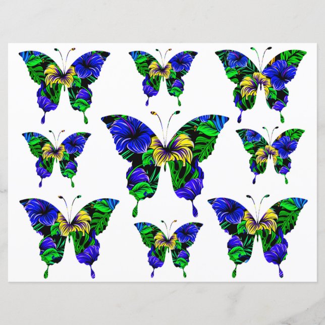 Colorful Blue Yellow Green Butterfly Pattern (Front)