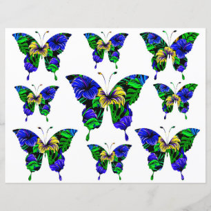 Colorful Blue Yellow Green Butterfly Pattern