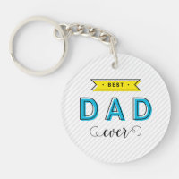 Colorful Blue Yellow Modern Fun Best Dad Ever Keychain