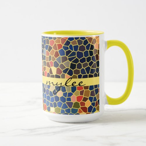 Colorful Blue Yellow Orange Abstract Funky Mosaic Mug