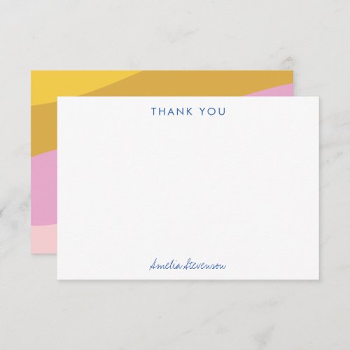 Colorful Blue Yellow Pink Stripes Personalized Thank You Card