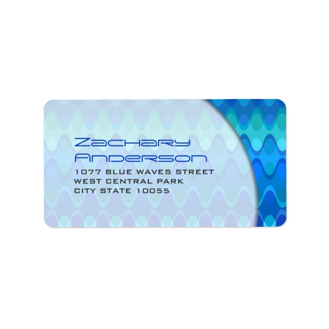 Colorful Blue Zig Zag Pattern Mod Waves Address Label (Front)