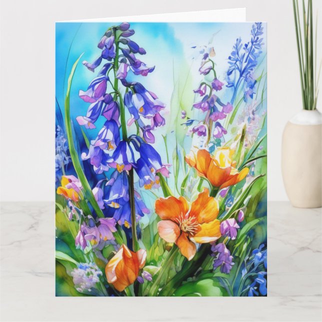 Colorful Bluebell Flowers  Card (Front)