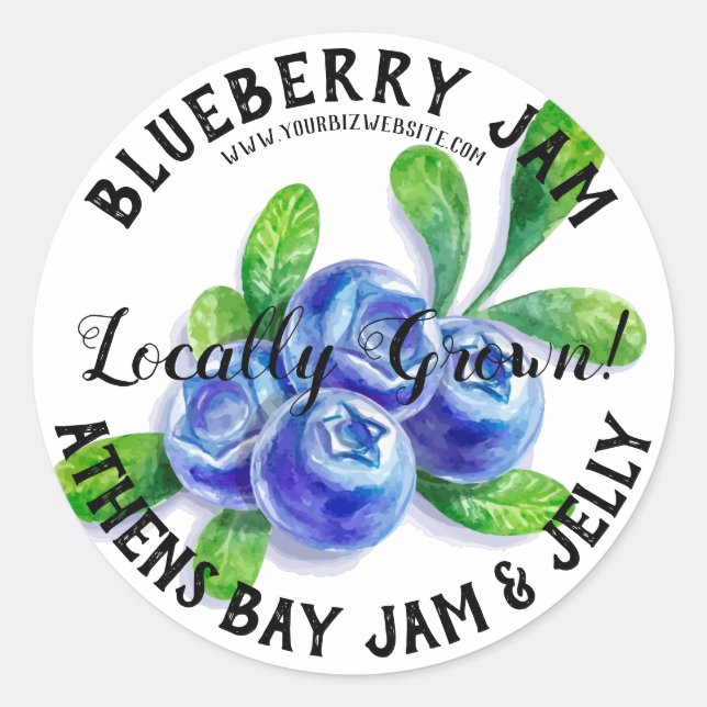 Colorful Blueberry Jam Product Business Label (Front)