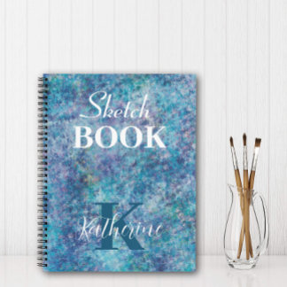 Colorful Blues Personalized Name Sketchbook Notebook