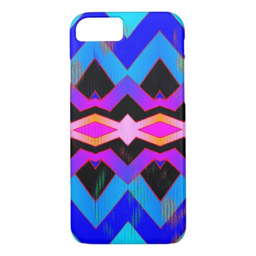 Colorful Blues Purples Magenta Geometric Pattern iPhone 87 Case