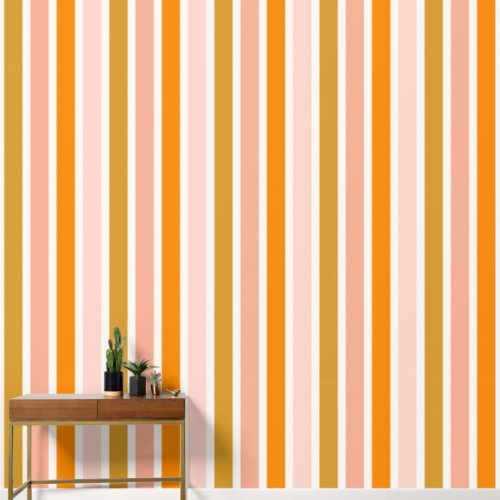 Colorful Blush Orange Striped Pattern Wallpaper