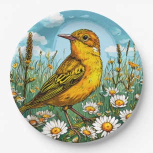 Colorful Blyth's reed warbler Bird Paper Plates
