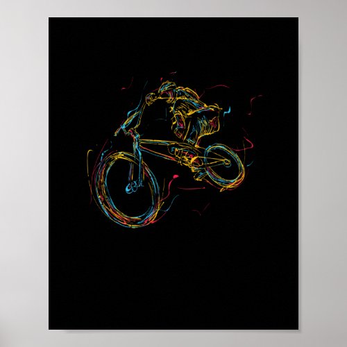 Colorful BMX art bike motocross freestyle bike Poster