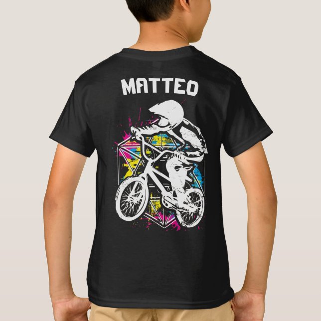 Colorful Bmx Biker - Personalised Bmx T-shirt (Back)