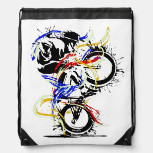 Colorful Bmx Flatland Bike Drawstring Bag