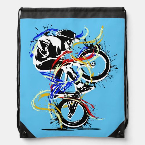 Colorful Bmx Flatland Bike Drawstring Bag