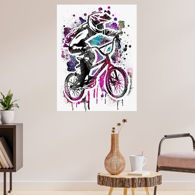 絵画 bmx Colorful Bmx Poster - Bmx Bike Bicycle - Retro | Zazzle