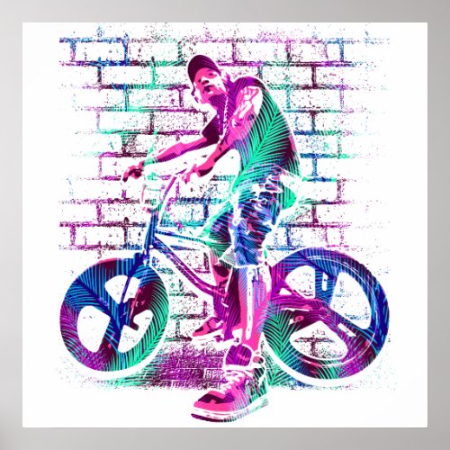 Colorful Bmx Poster _ Bmx Bike Bicycle _ Urban 