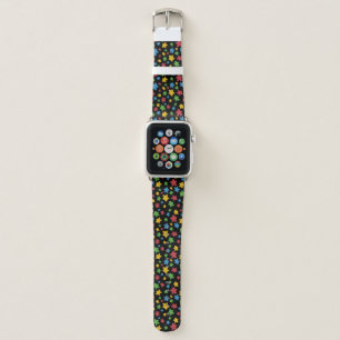 Colorful Board Game Meeple Pattern Black Apple Watch Band