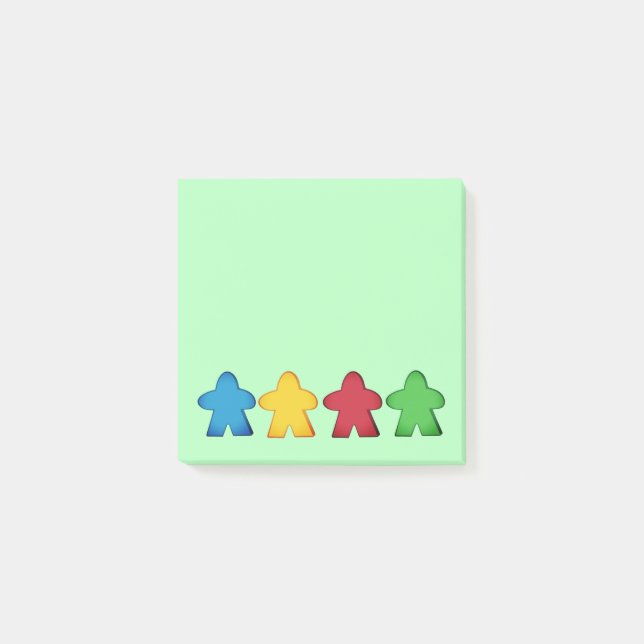 Colorful Board Game Meeple Post-it Notes (Front)