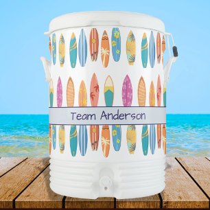 Colorful Boards with Team Name Beverage Cooler
