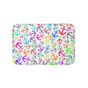 Colorful Boat Anchor Pattern Bath Mat