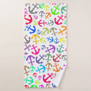 Colorful Boat Anchor Pattern Bath Towel
